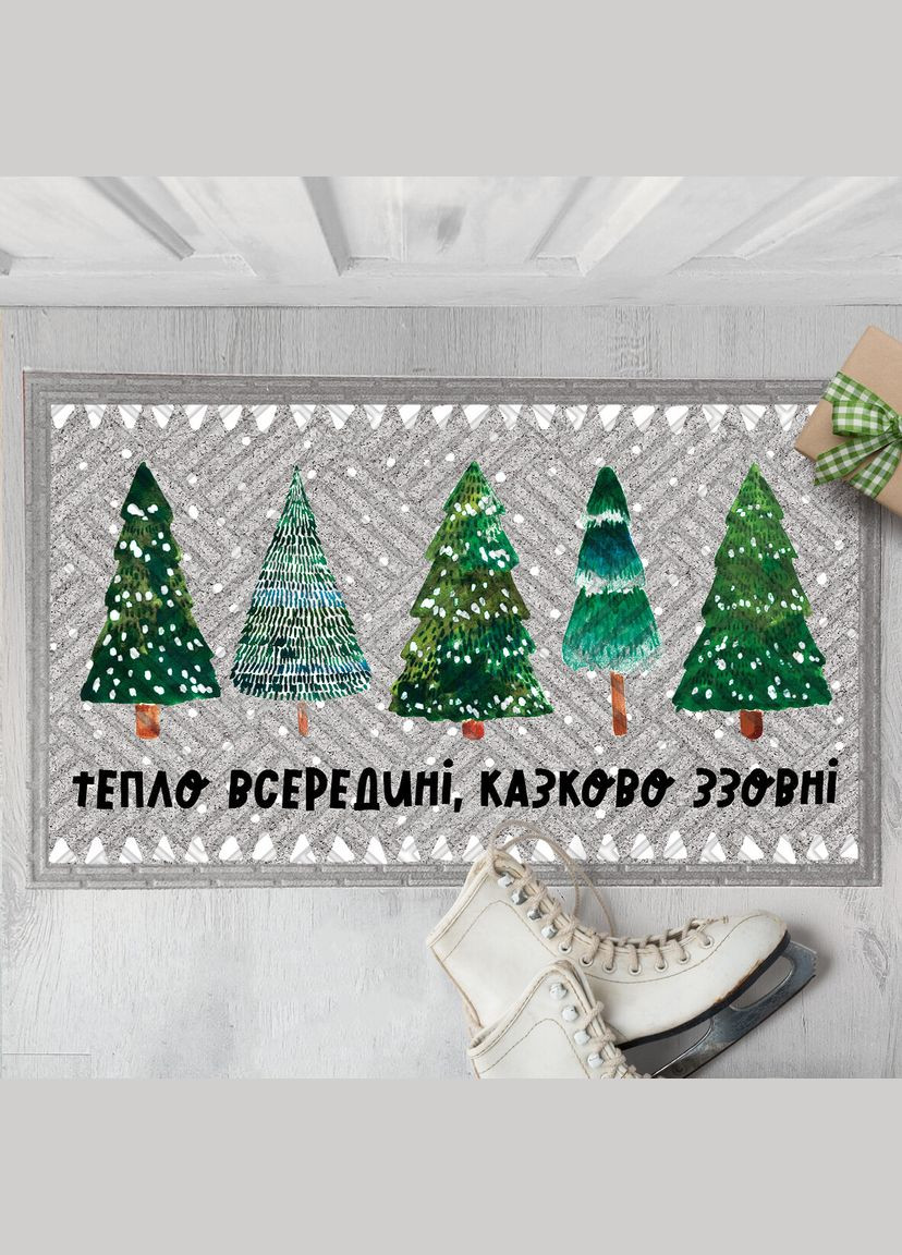Ковер придверный с принтом Тепло внутри сказочно снаружи елки Presentville 370 (303727453)