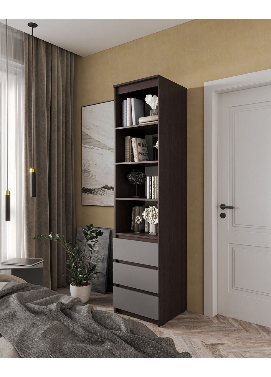 Відкритий пенал з полицями та ящиками MT-219 500*2117*498 венге темний/антрацит No Brand (358928242)