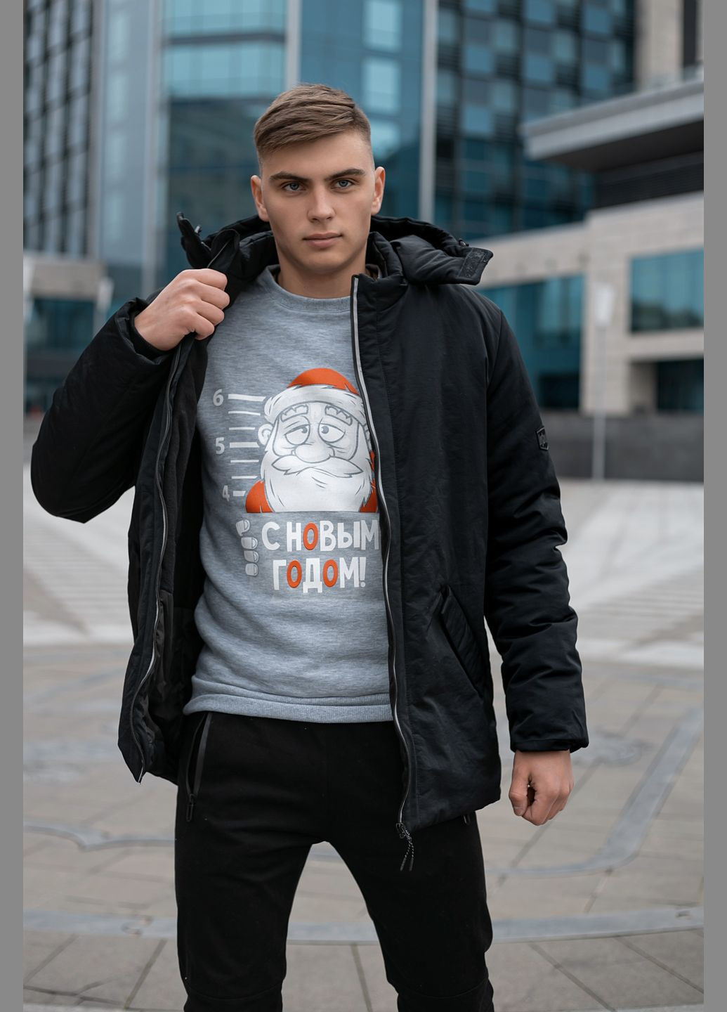 Світло-сірий світшот новорічний світло-сірий Intruder новорічний (316679130)