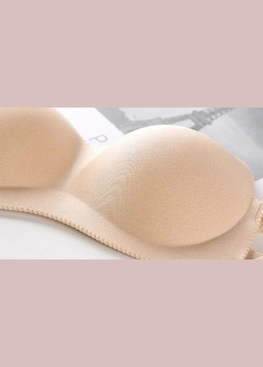 Бежевый балконет бюстгальтер бесшовный classic бюст гладкий в бандо стиле с push-up балконет с регулируемой спиной No Brand