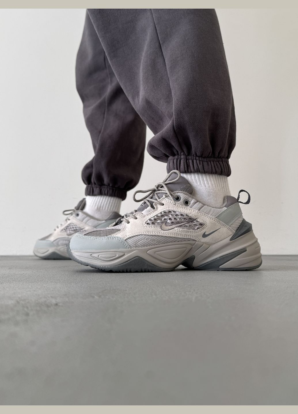 Кроссовки женские и мужские Nike M2K Tekno grey | Найк М2К Текно серые No Brand серые демисезоны (316231421)