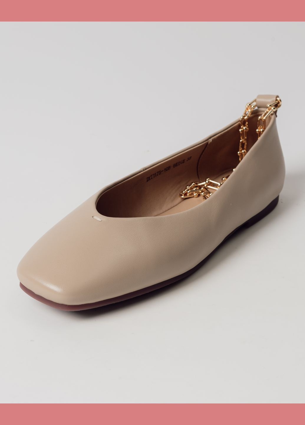 Женские балетки с цепочкой бежевые кожа Anna Lucci | бежевые цепочки натуральная кожа (329693021)