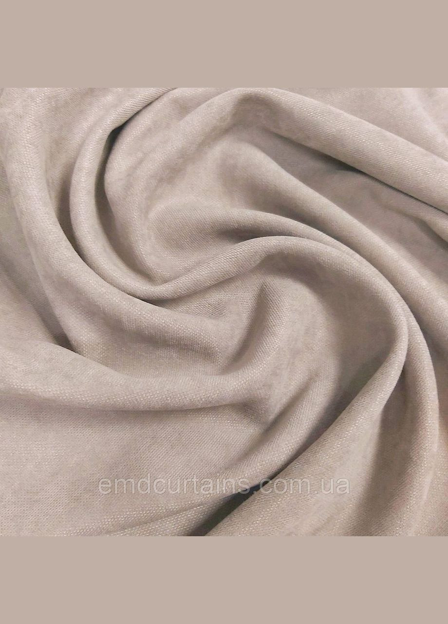 Штора на черных люверсах 1 шт 355х250 см микровелюр Беж-капучино No Brand (337353884)