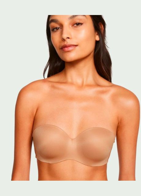 Бежевый бюстгальтер pink smooth wear everywhere push-up темный беж Victoria's Secret