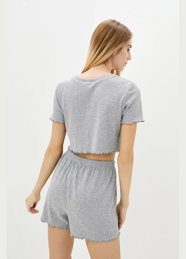 Серая серая пижама с шортами в рубчике kari shop atelier (171pj-2-gr) Ova Ova Brand