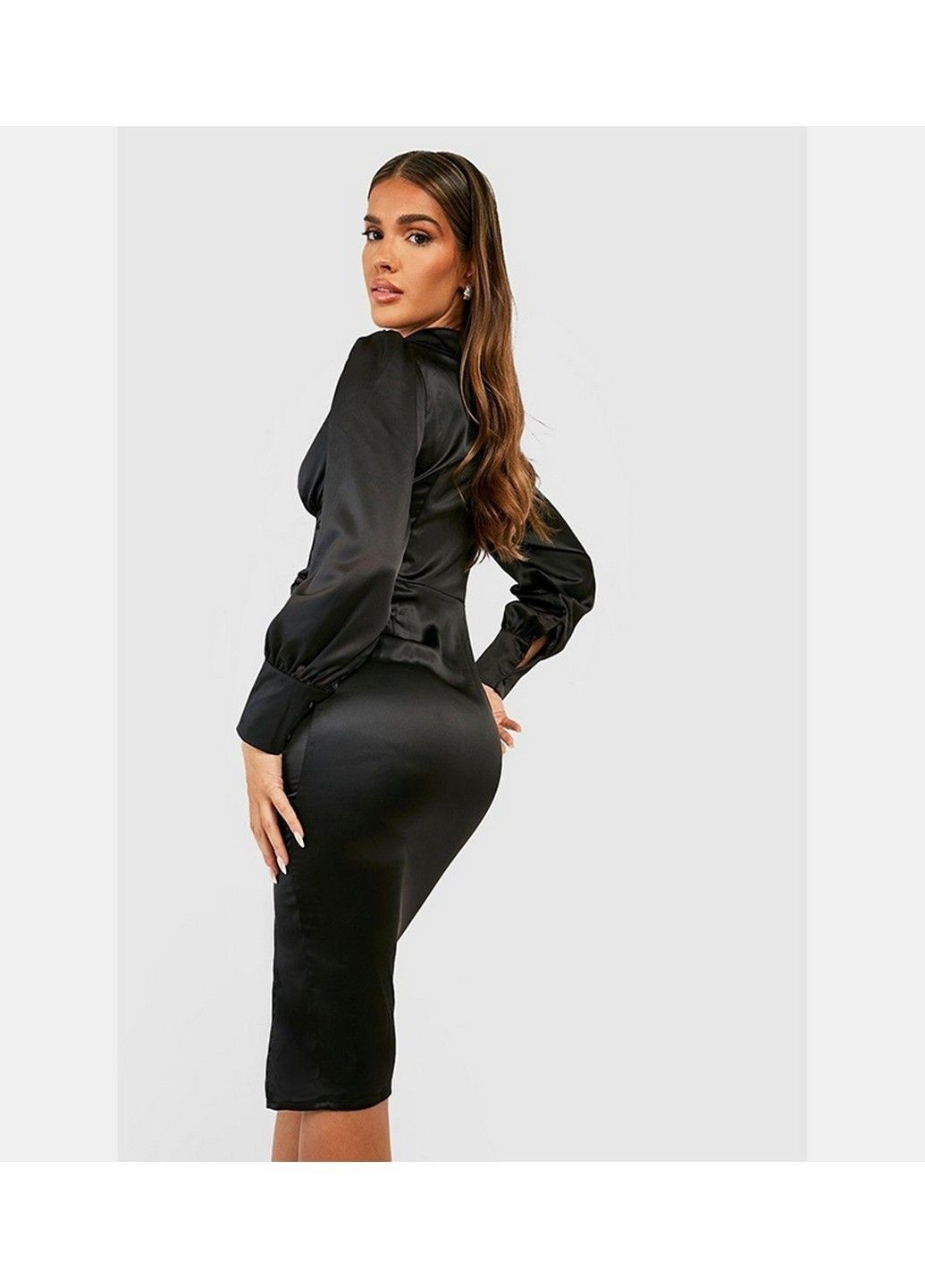 Чорна коктейльна сукня Boohoo однотонна