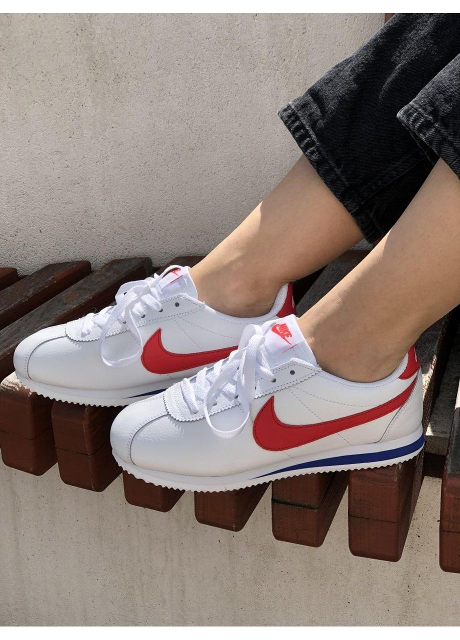 КРОССОВКИ ЖЕНСКИЕ NIKE CORTEZ WHITE RED НАЙК КОРТЕЗ No Brand белые демисезоны (367175784)