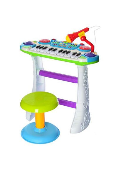 Игрушечное пианино Limo Toy со стулом и голубой микрофоном (7235BL) MFC (364113081)