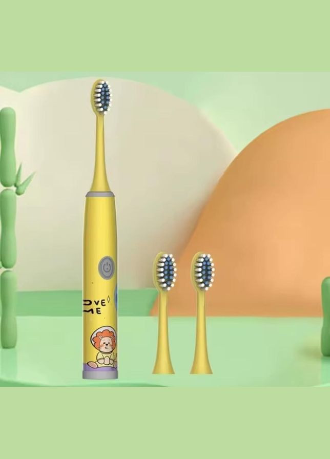 Зубная щетка детская на батарейках, 3 насадки (желтая) No Brand (332794788)