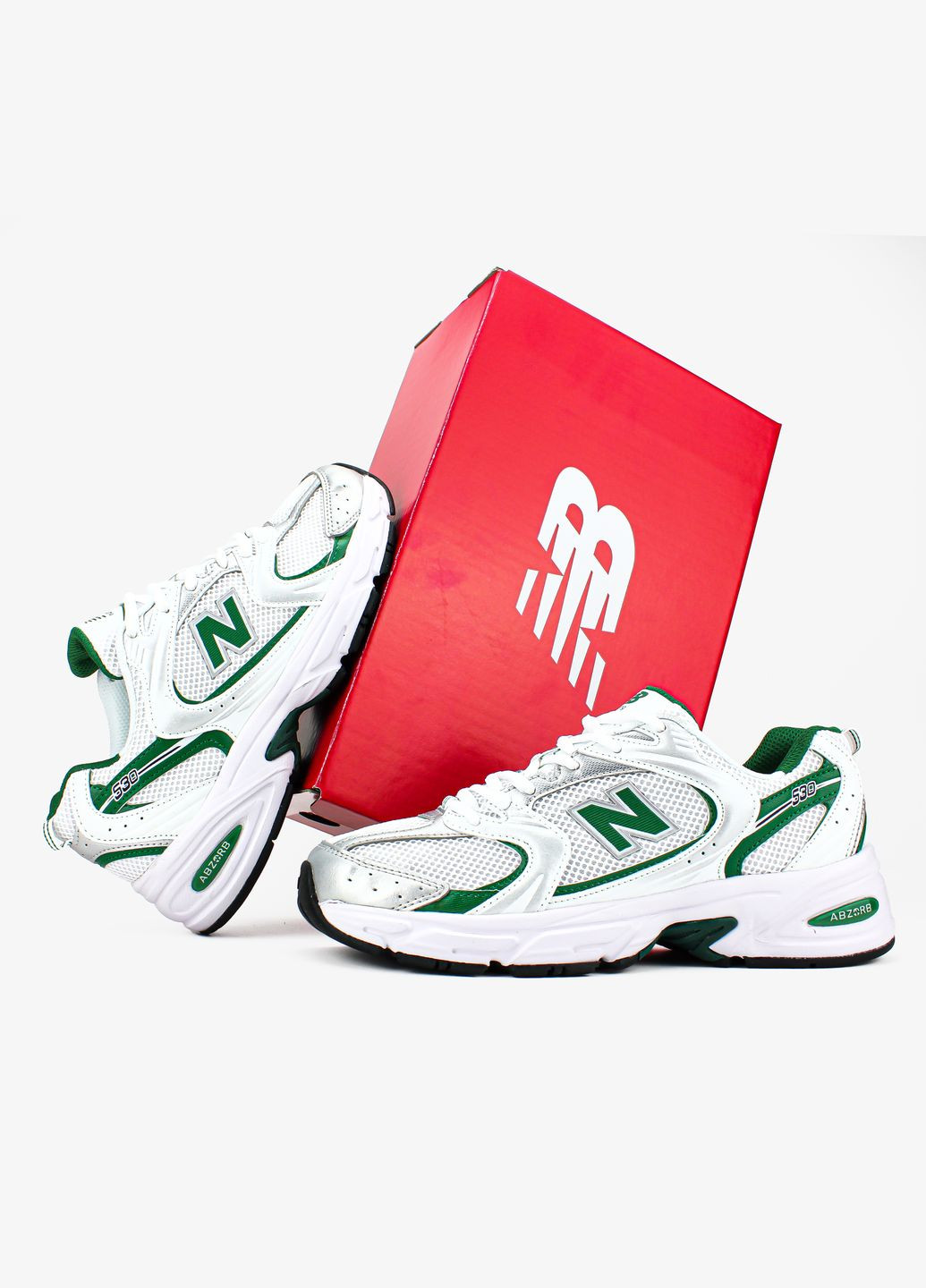 Кросівки жіночі і чоловічі New Balance 530 white green | Нью Беланс 530 білі зелені No Brand білі всесезони (313653559)