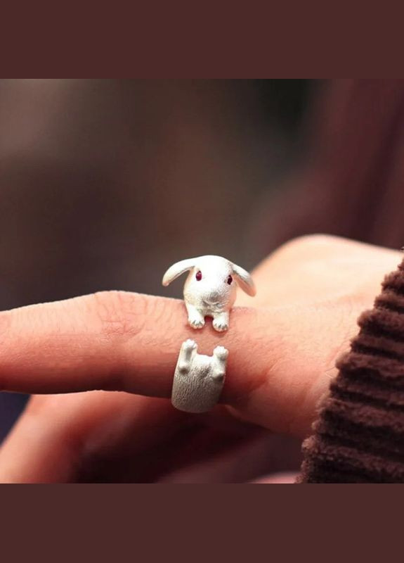 Каблучка срібляста для ніжної дівчини, біле кільце у вигляді зайця з червоними очима, регульоване Fashion Jewelry (285780987)