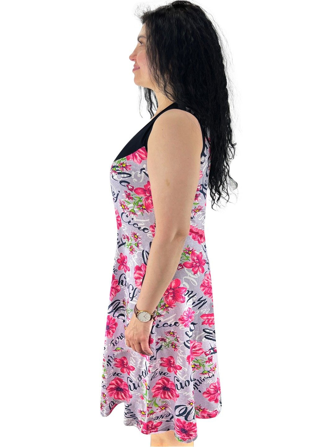 Красивый женский сарафан с вставкой цветы Жемчужина стилей в цветочек