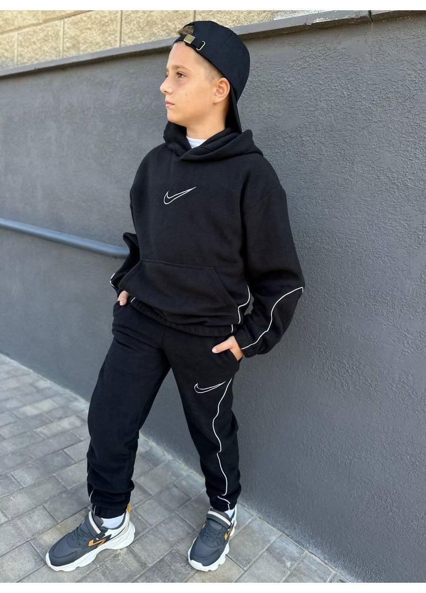 Чорний флісові костюми 🌪️хлопчик🔥 двосторонній щільний фліс No Brand