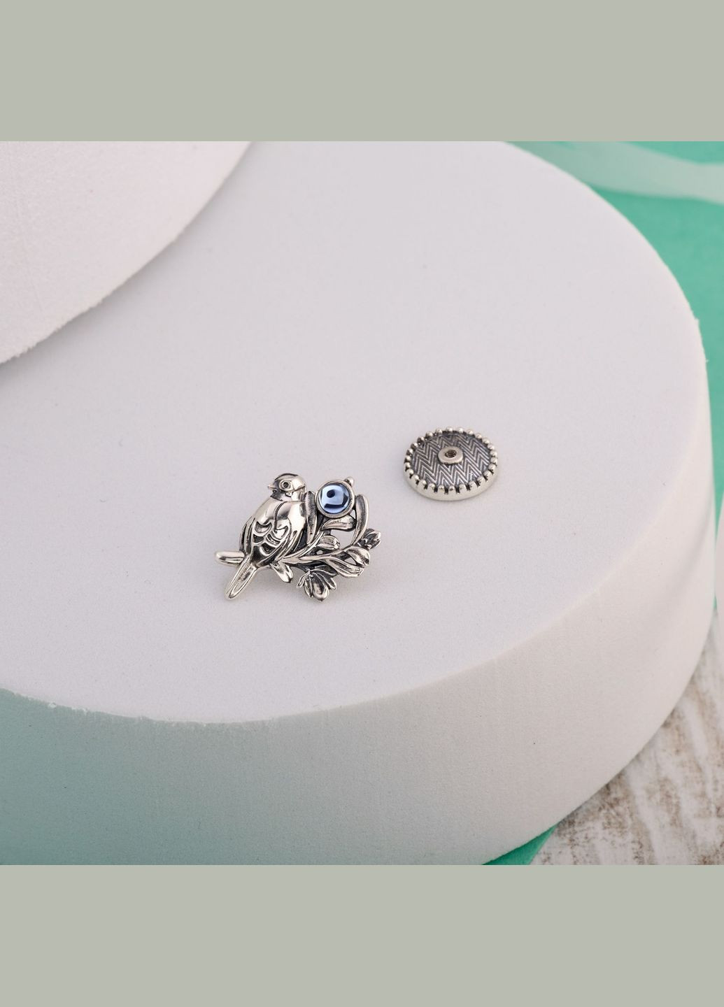 Значок брошь Соловейко Light Sapphire 925 Skifska Etnika (324622915)