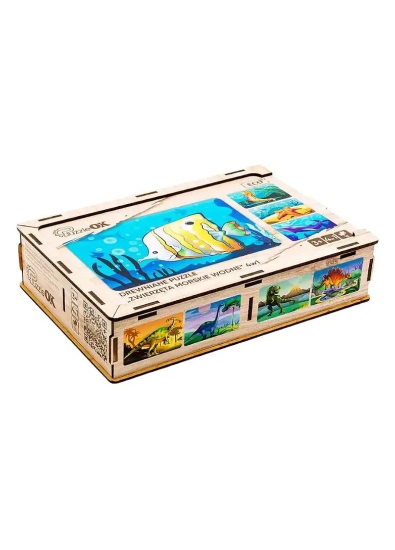 Деревянный пазл 4в1 Морские жители классический для детей от 3 лет в ассортименте PZL-15 PuzzleOK Дер9653 (370654483)
