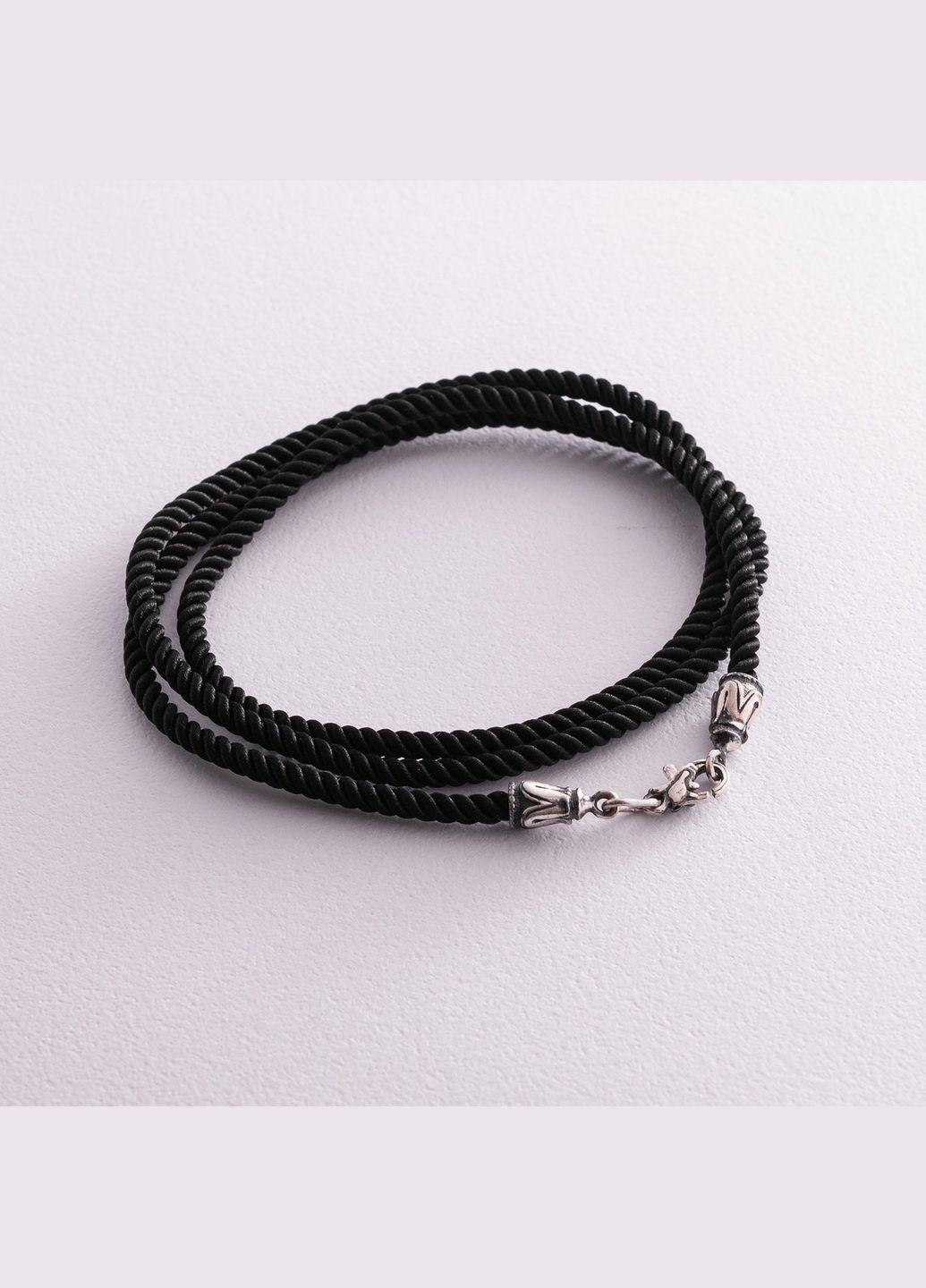 Шелковый шнурок с серебряной застежкой (3мм) 18456 50 Oniks (264024240)