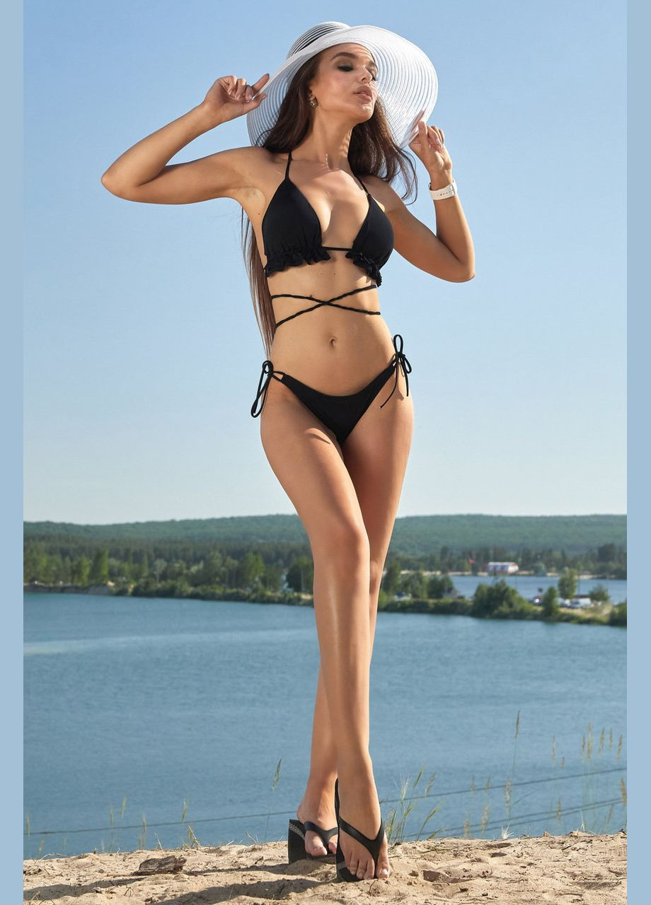 Черный летний купальник на завязках. черный Seventeen