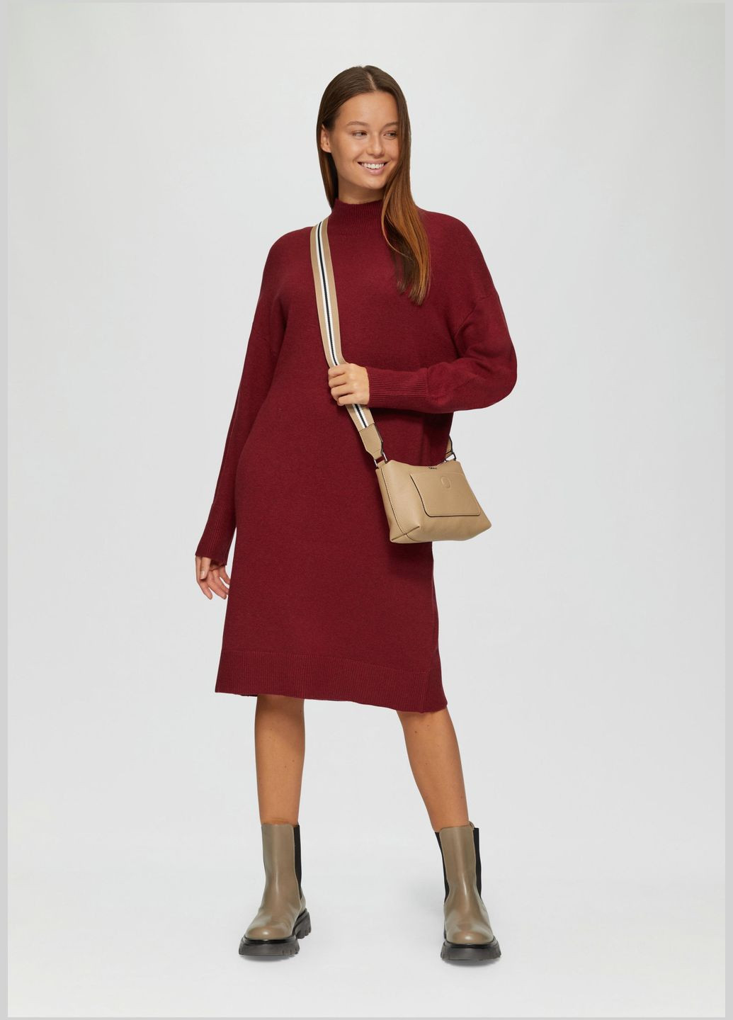 Бордова сукня S.Oliver однотонна