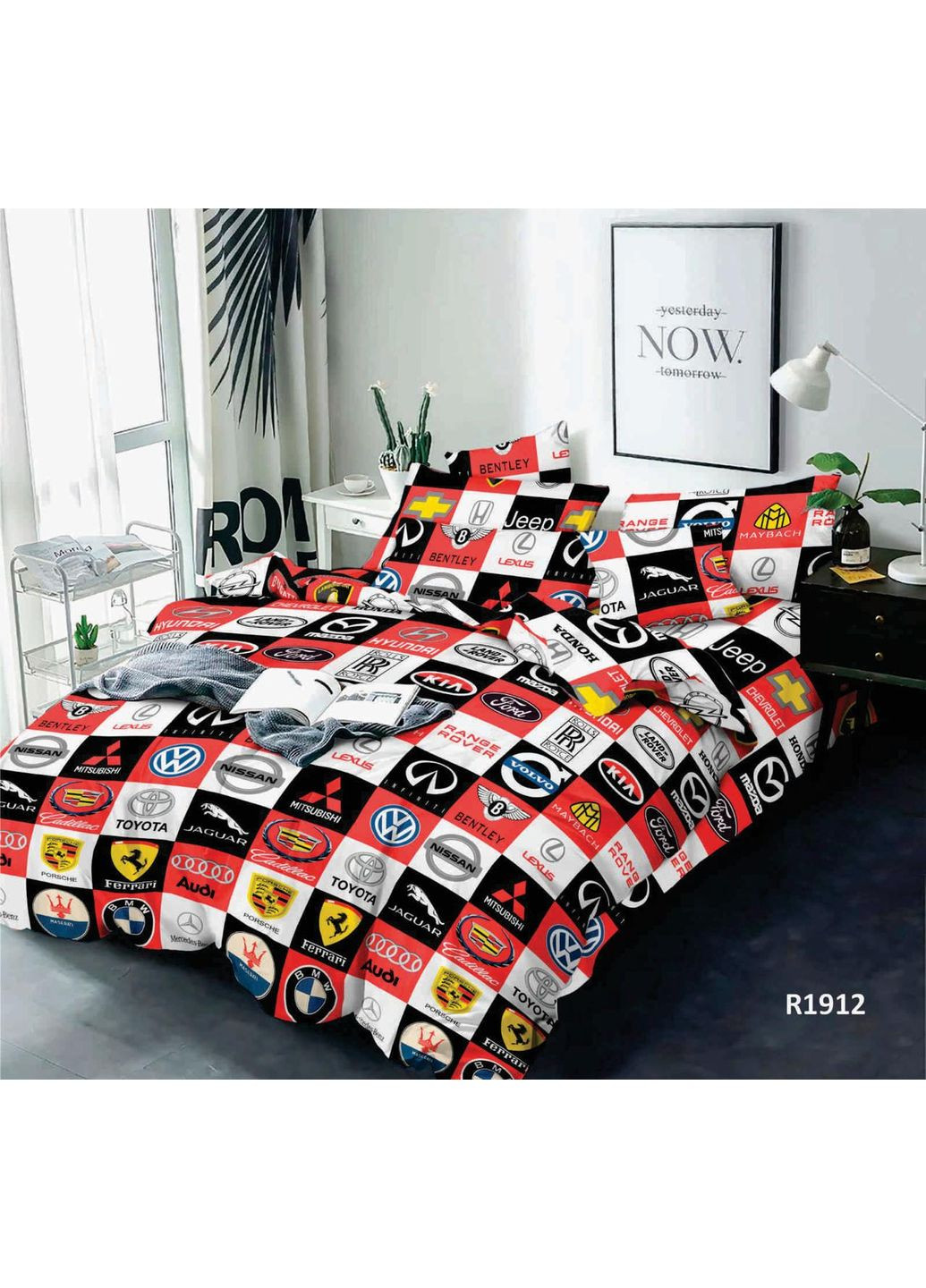 Комплект постільної білизни Бязь Голд "Логотип" Євро 200х220 см No Brand (366220433)