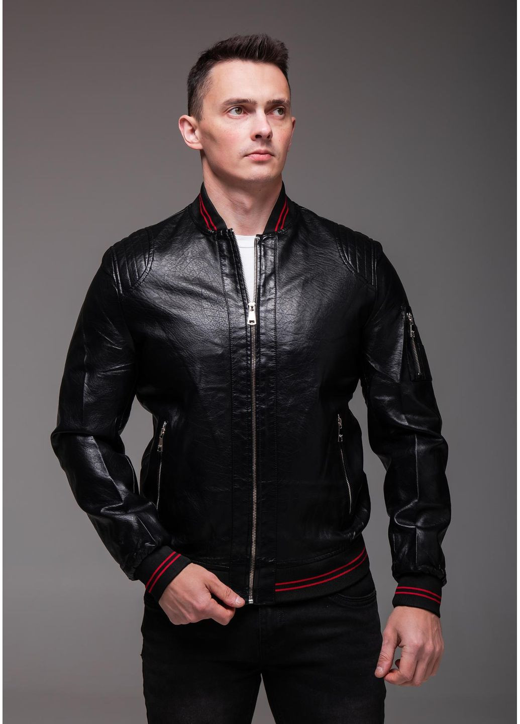 Чорна демісезонна куртка бомбер чоловіча демісезонна No Brand