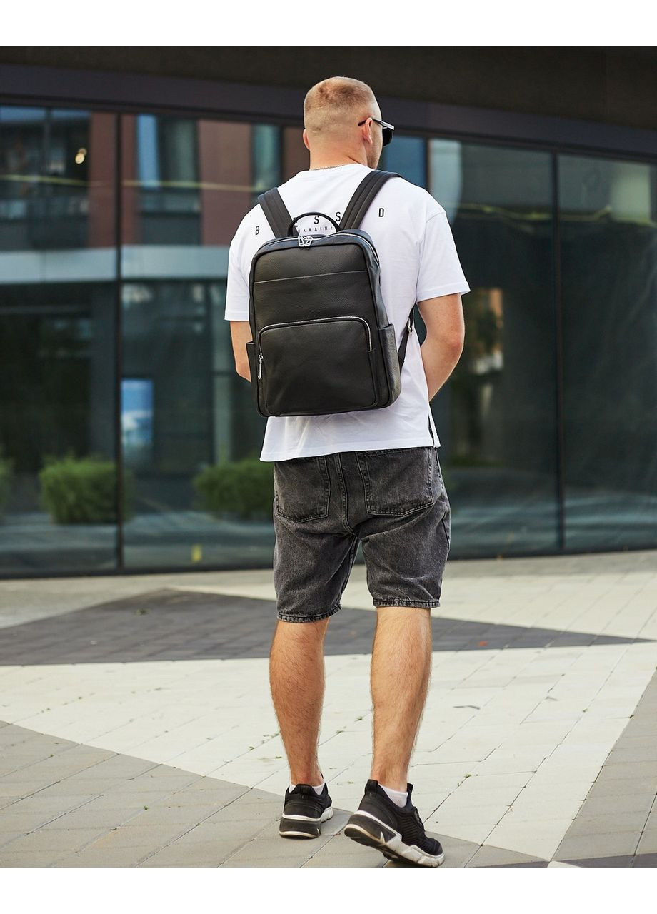 Чоловічий шкіряний рюкзак для поїздок та відпочинку 30х40х16, сумка наплічна 59331, чорна Tiding Bag (369155173)