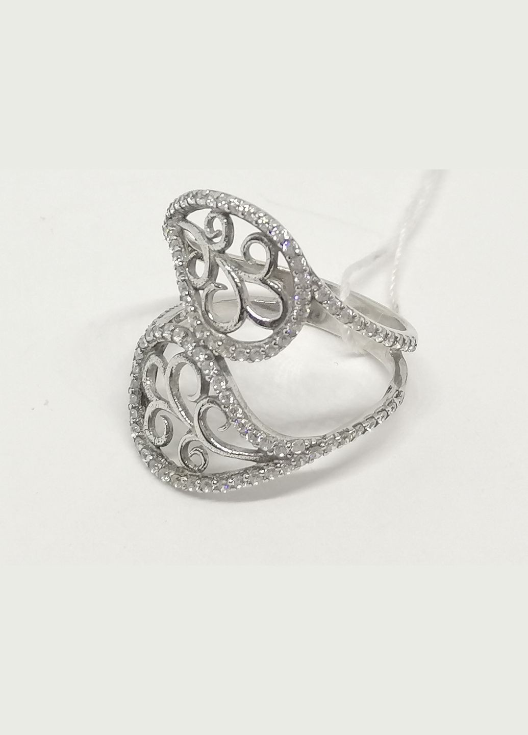 Срібне кільце Обійми з фіанітами. 1136/1Р-CZ AGNI (322720313)