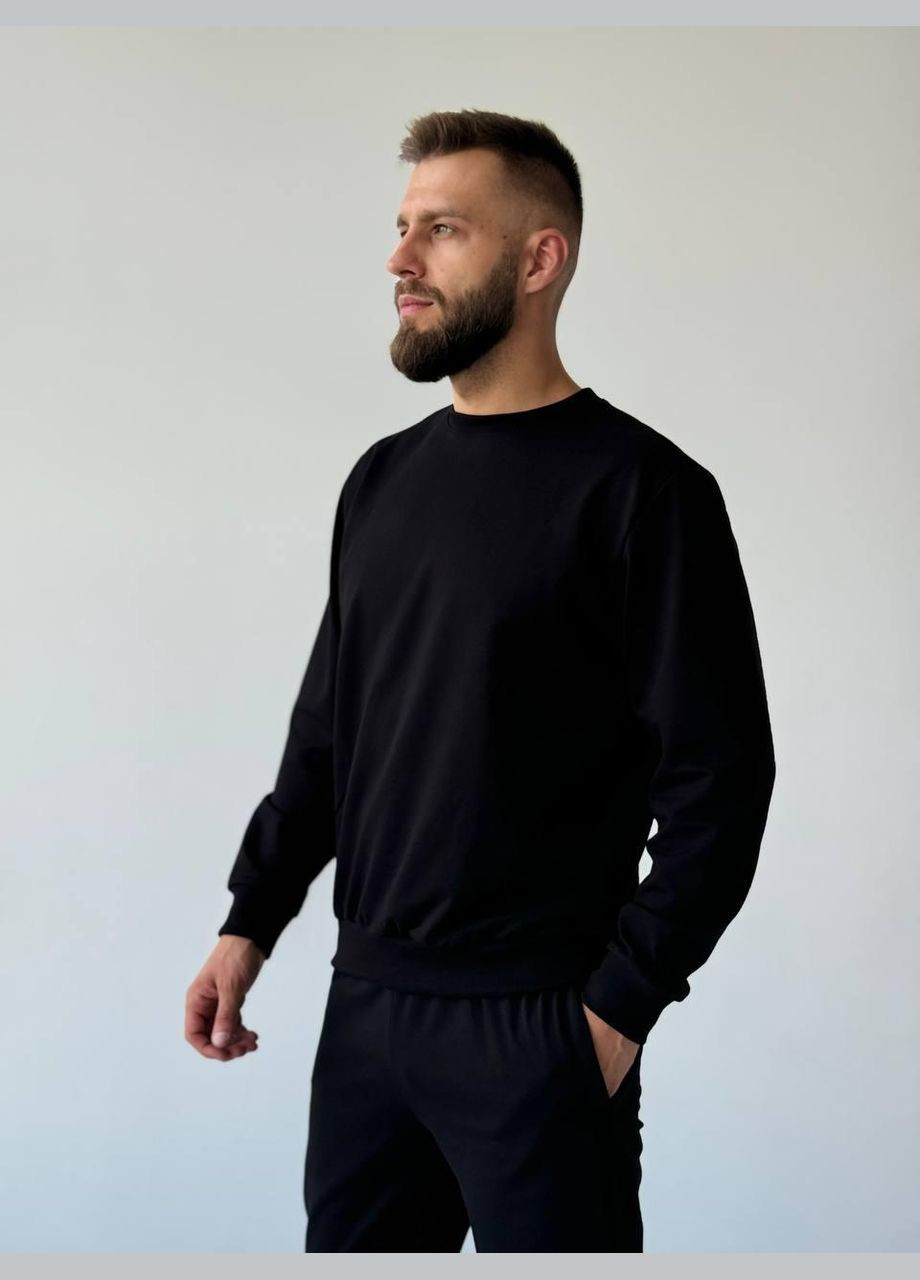 Черный свитшот мужской черный (весна/лето/осень) (319310254)
