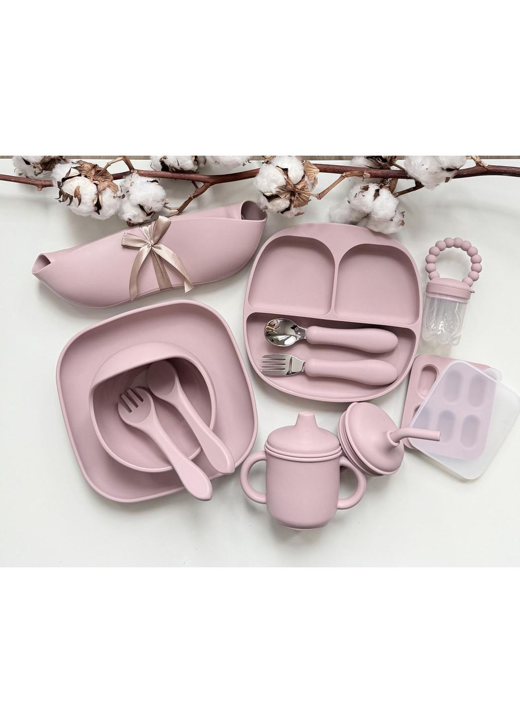 Комплект посуду для першого прикорму Пудра 12 од для дівчинки (0351) No Brand (368999928)