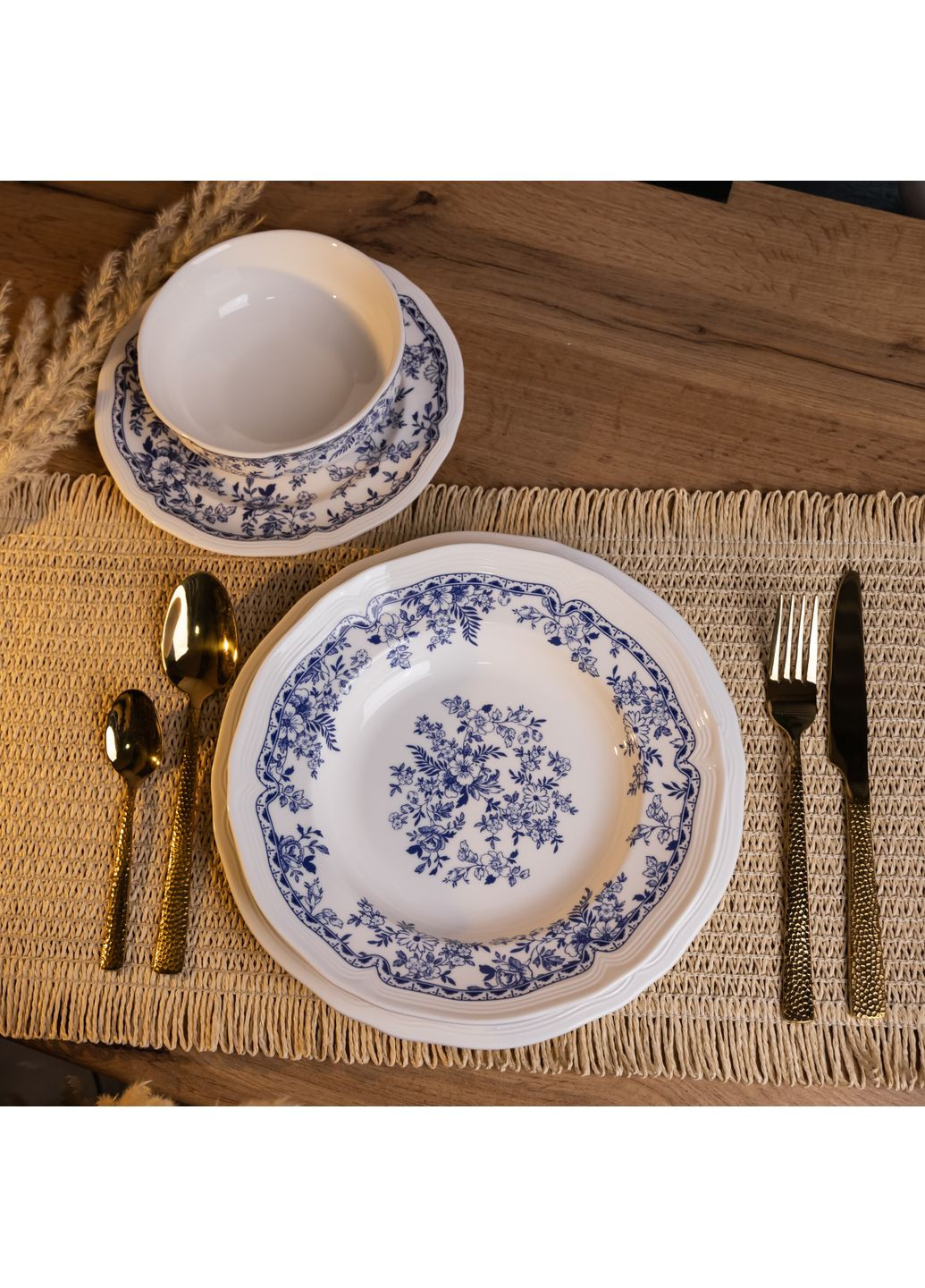 Столовий сервіз порцеляновий Bitossi 16 предметів на 4 персони, синій Yiwu (366249676)