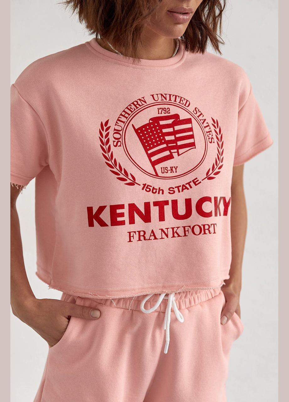 Женский спортивный костюм с шортами и футболкой No Brand (329902120)