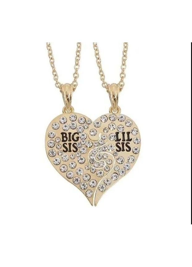 Парні підвіски Big Sister Little Sister для подруг сестер дві половинки серця No Brand (339869738)