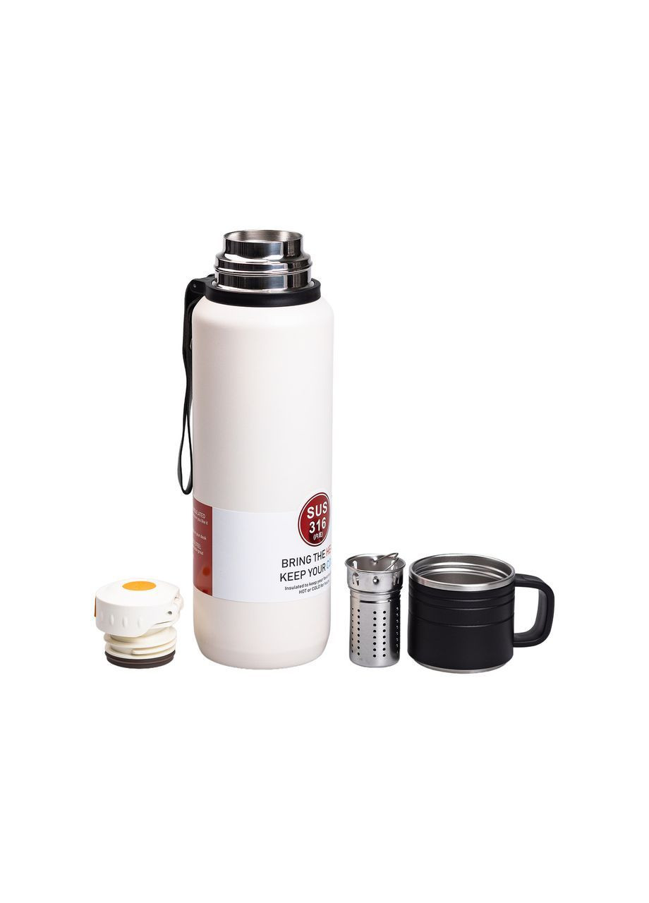 Термос High Bottle 1 л із заварником та фліп кришкою, білий Yiwu (363058954)