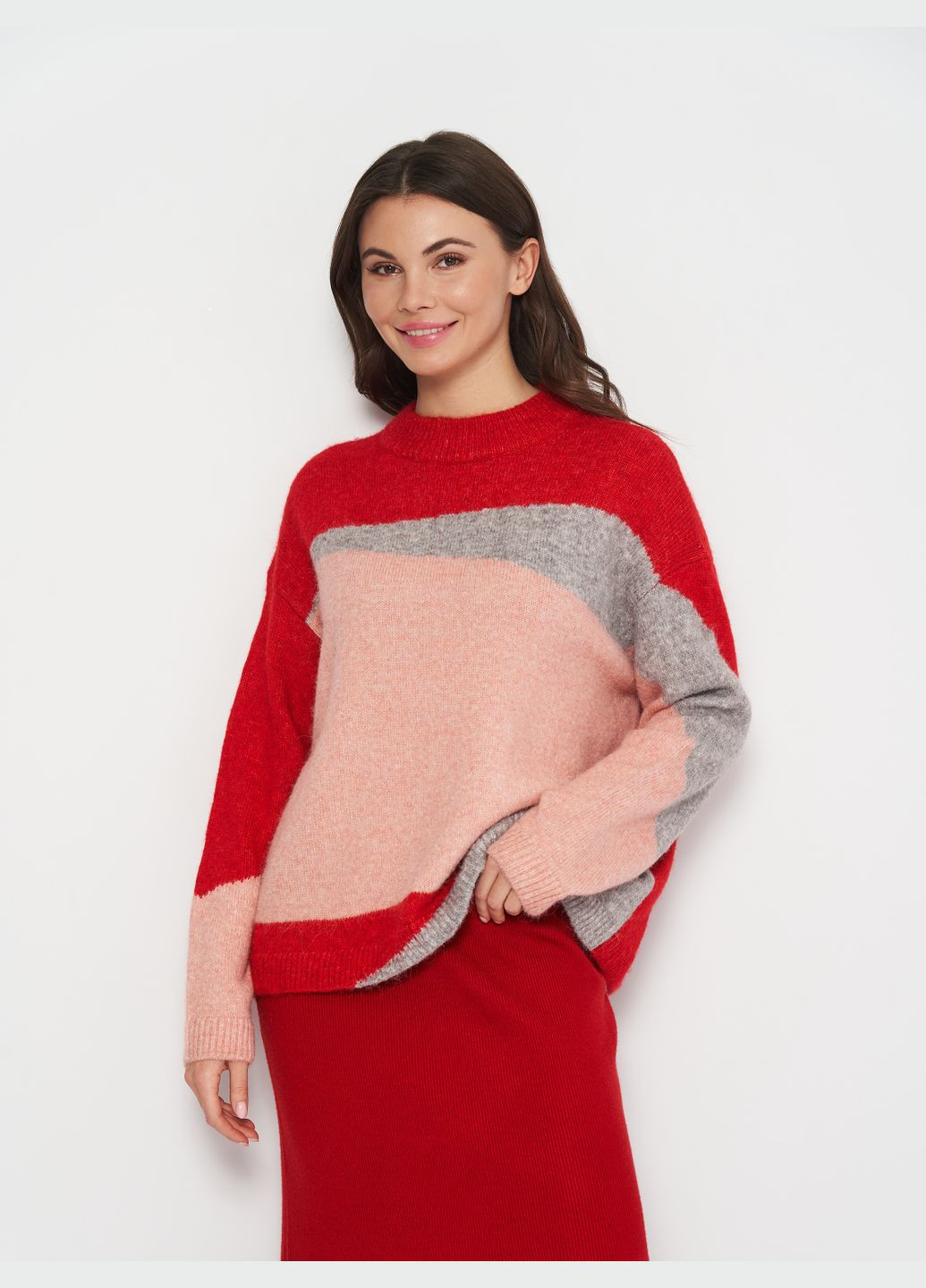 Комбинированный зимний свитер шерсть бленд H&M