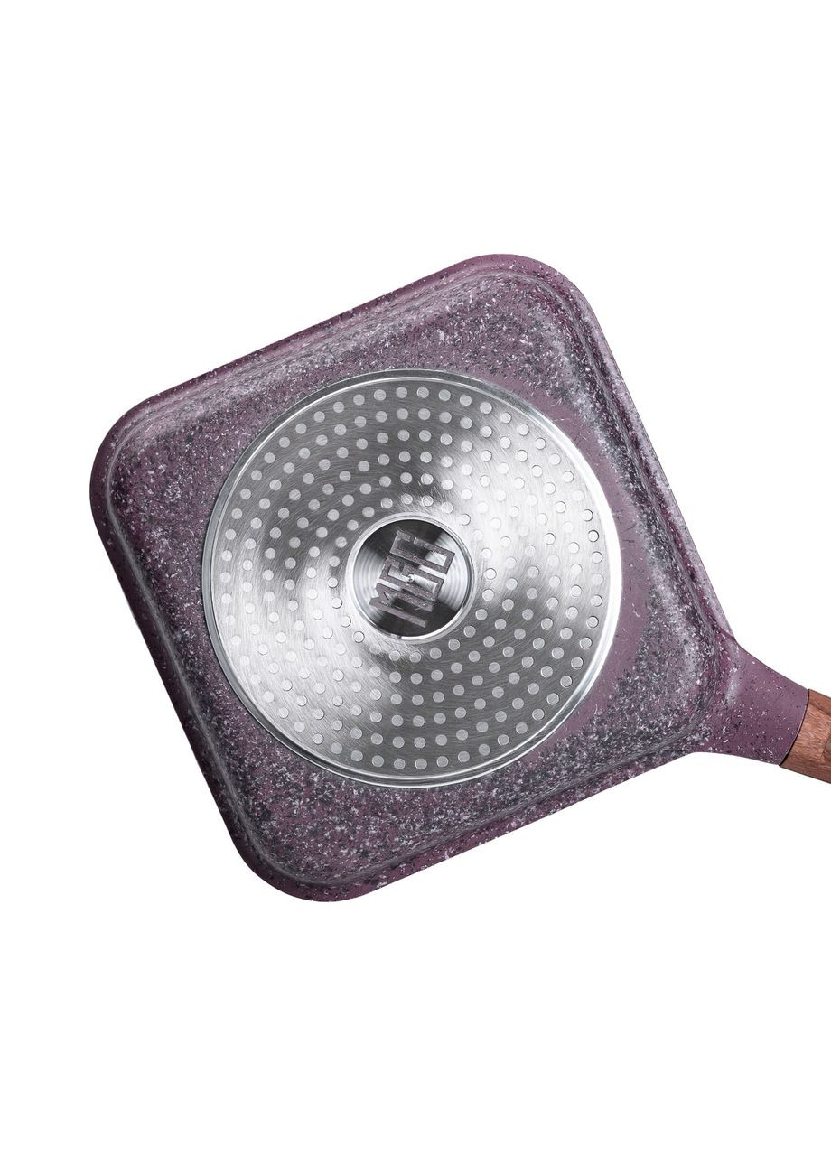 Сковорода-гриль алюмінієва, квадратна, 2,5 літри, з антипригарним покриттям, 24 см, Purple HP-4-443M MGC (306849144)