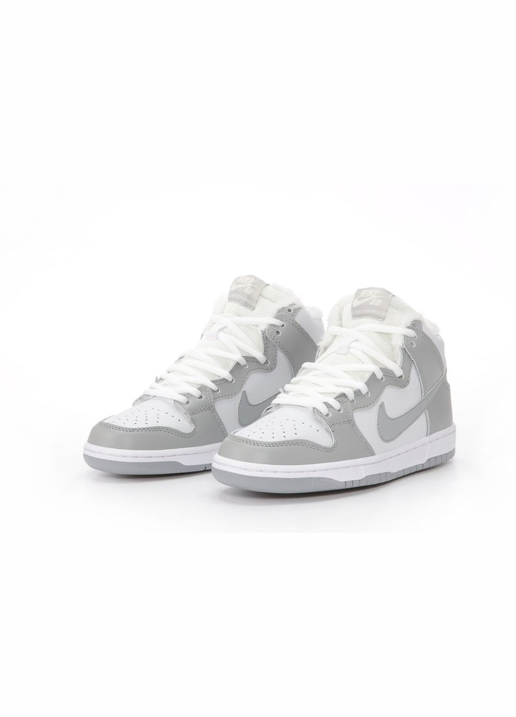 Кросівки зимові жіночі і чоловічі Nike SB Dunk winter high gray white fur | Найк СБ Данк високі сірі білі з хутром No Brand сірі зими (311225910)