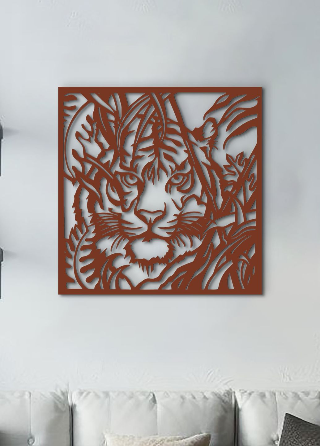 Сучасна картина на стіну, декор для кімнати "Полювання тигра", декоративне панно 35х38 см Woodyard (292113834)