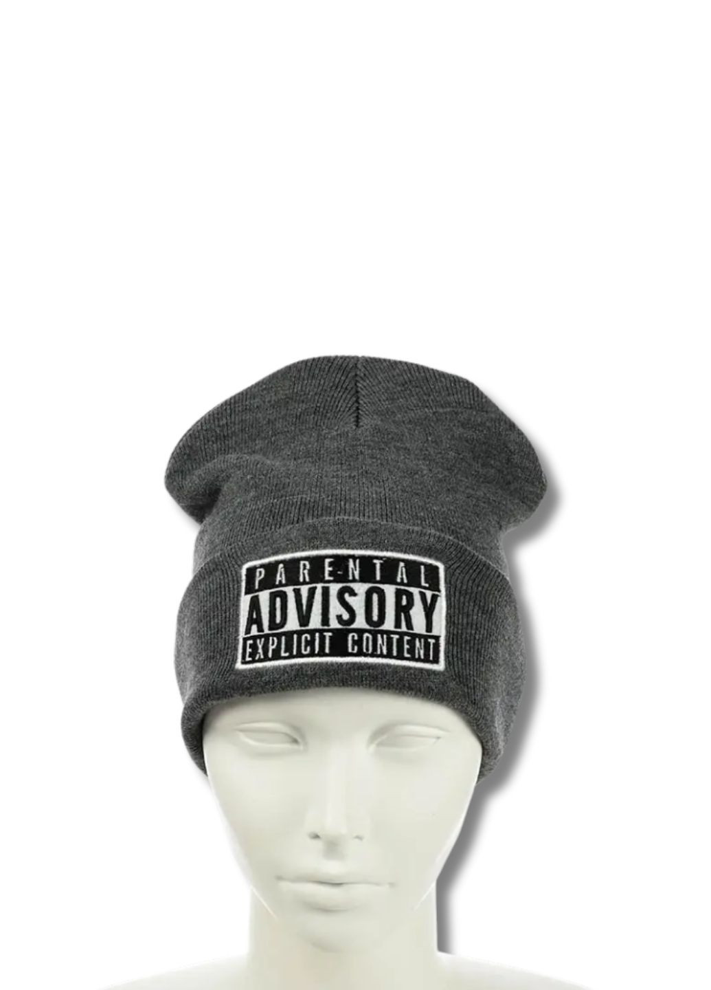 Шапка біні лонг з вишивкою Parental Advisory No Brand Шапка з вишивкою (345557168)