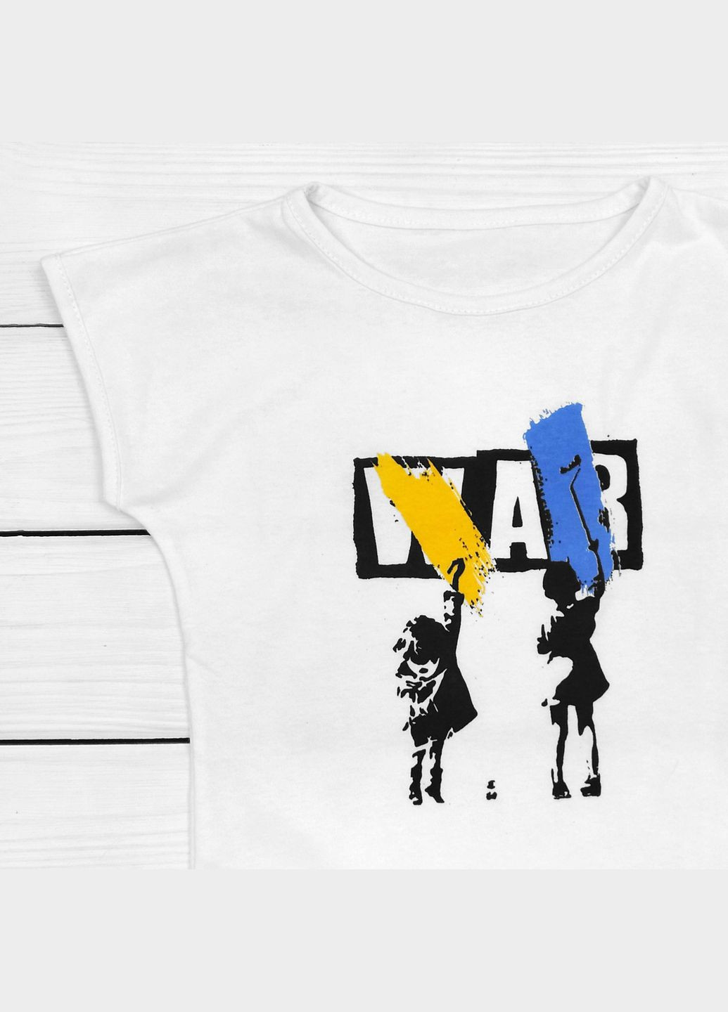 Біла літня футболка дитяча з патріотичним принтом no war білий dexter's