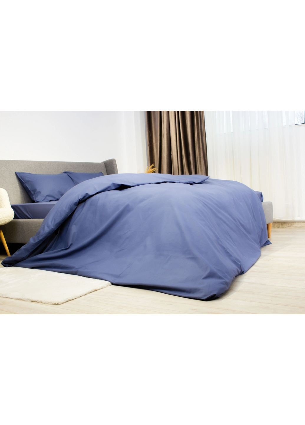 Комплект постільної білизни двоспальний з наволочками 50*70 см, 115 гр/м2 Ashen Синій (28740180215) ТЕП (365851807)