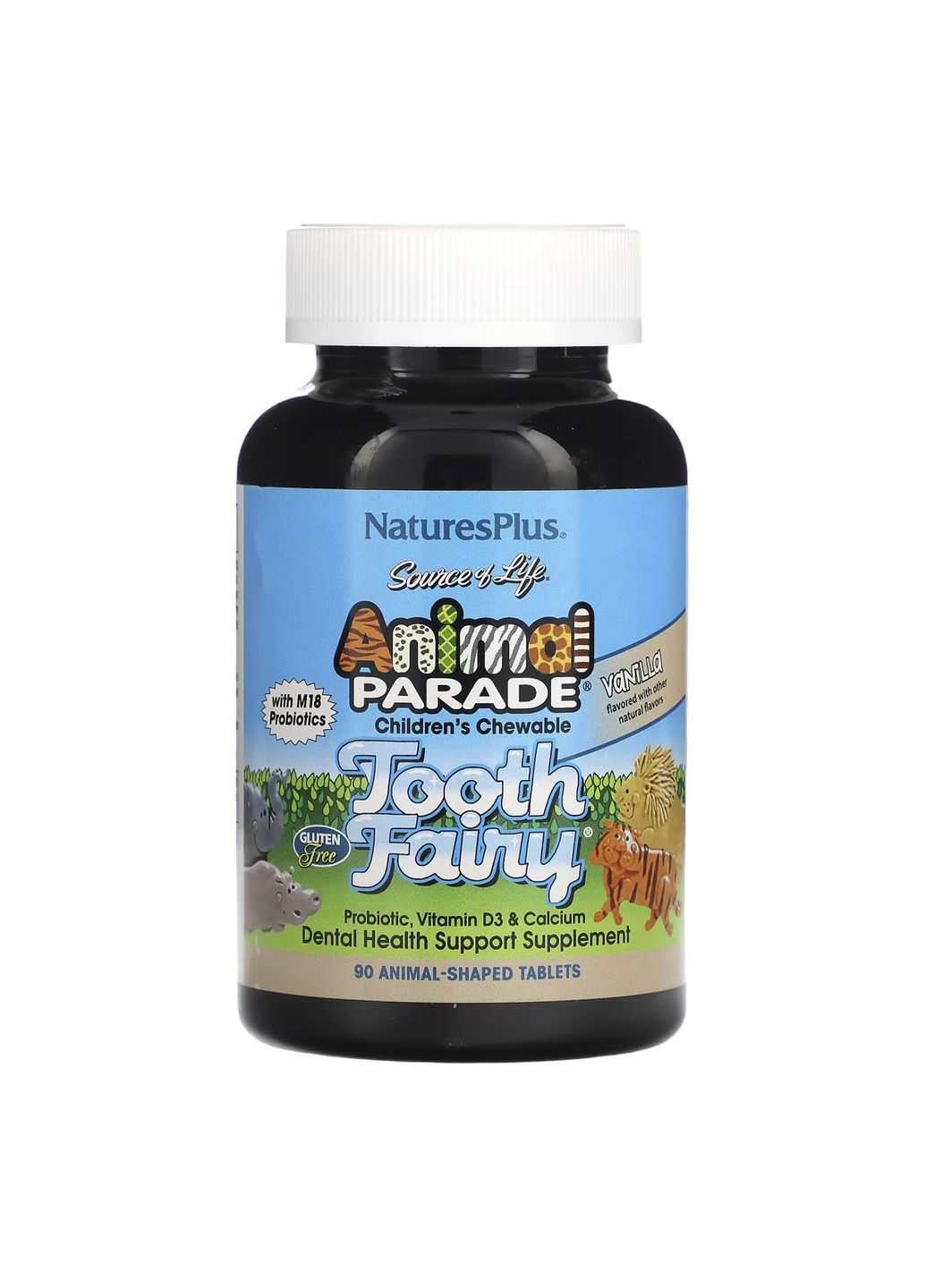 Жевательные таблетки для детей Animal Parade Tooth Fairy 90 табл витамин D3 кальций Nature's Plus (367958038)
