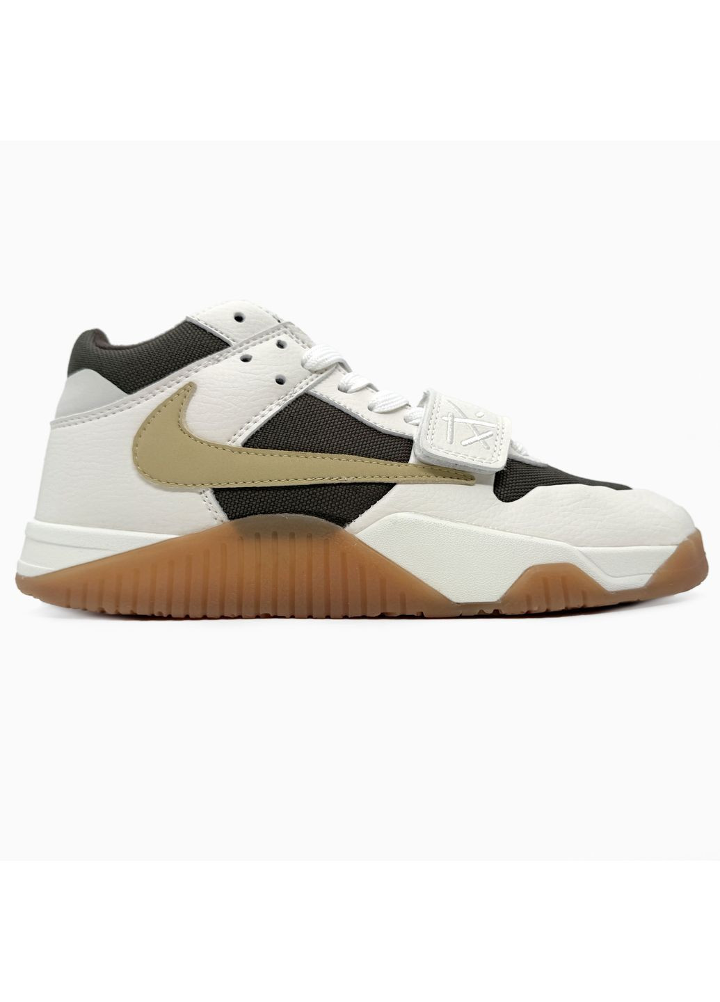 Бежевые демисезонные кроссовки мужские nike air jordan x travis scott jumpman jack beige / brown найк аир джордан No Brand