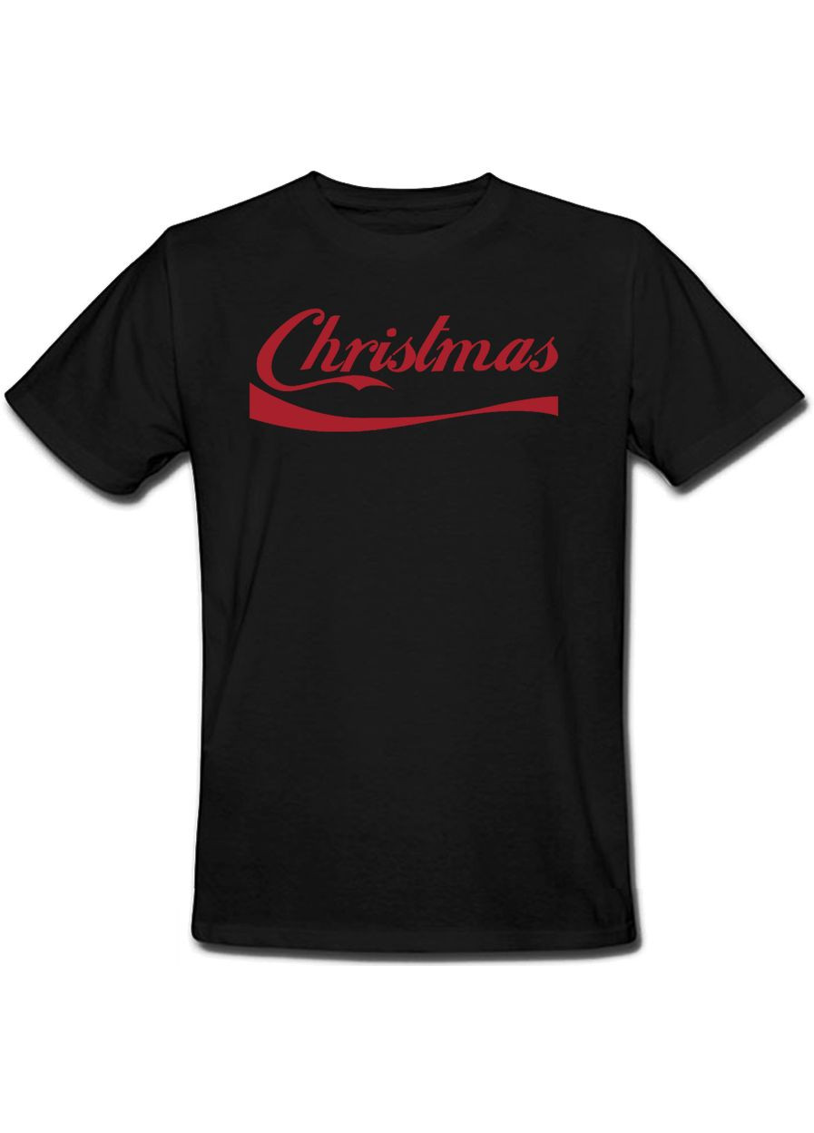 Чорна футболка новорічна christmas (coca-cola font) (чорна) Fat Cat