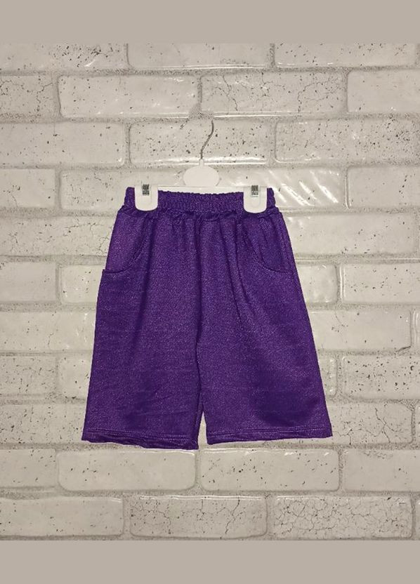 Шорти подовжені з кишенями пояс на гумці (синій, фіолетовий), стрейч джинс No Brand (315350947)