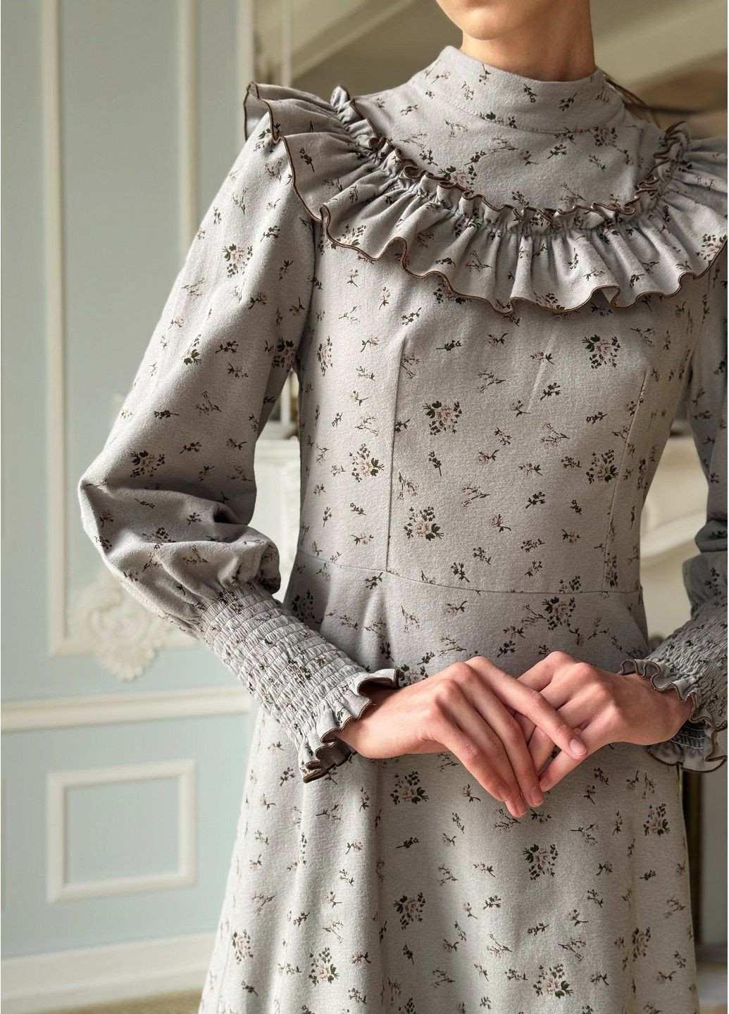 Серое праздничный, повседневный платье фланелевое El'dress