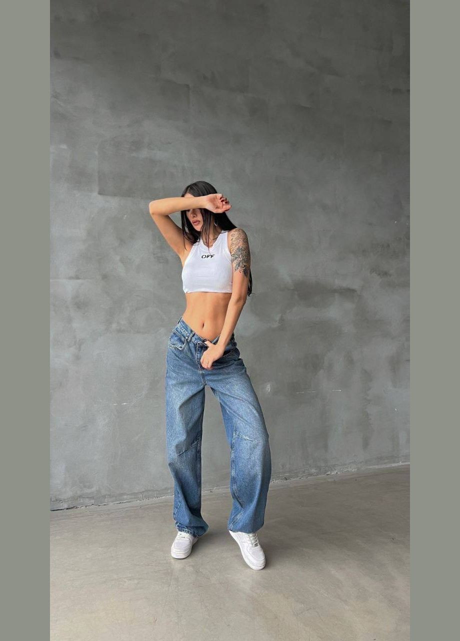 Широкие стильные свободные синие джинсы baggy женские Джинси No Brand - (284282600)