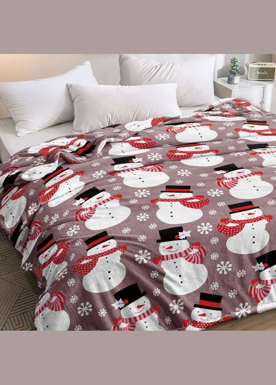 Плед флісовий новорічний двоспальний 180х220 Сніговички P11164 Ananasko (344589864)