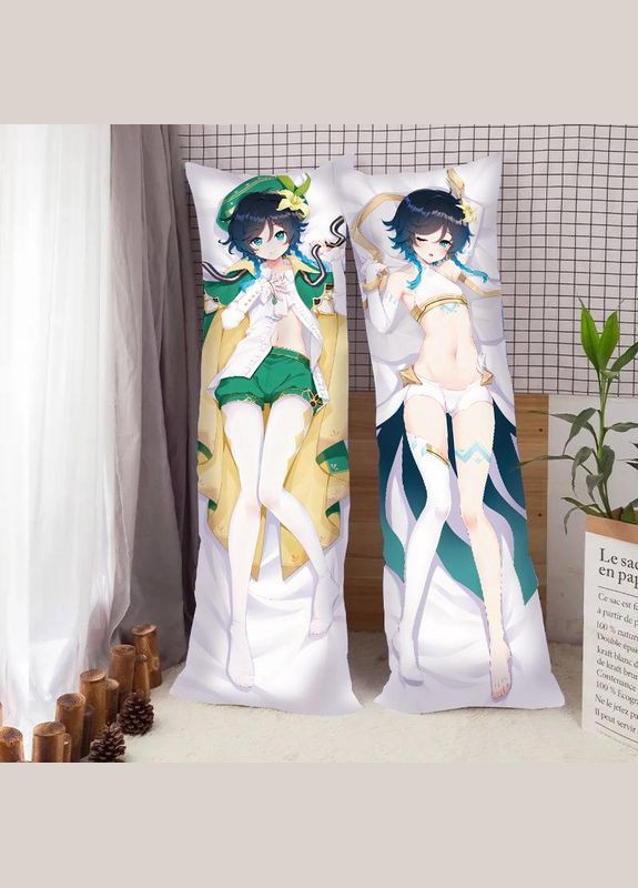 Подушка Обнимашка Аниме Дакимакура Венти Геншин Удар 130 х 40 см No Brand (317211474)