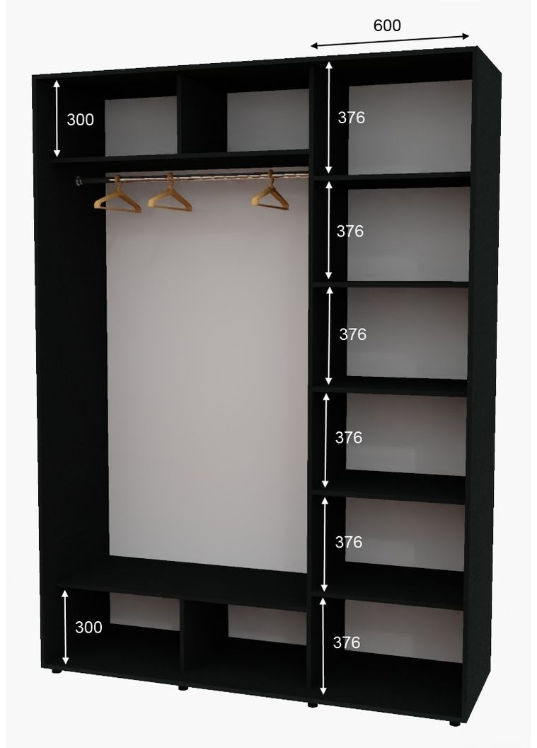 Шафа-купе дводверна 180*60*250 см Антрацит 2 двері Дзеркало Алекса (360478337)