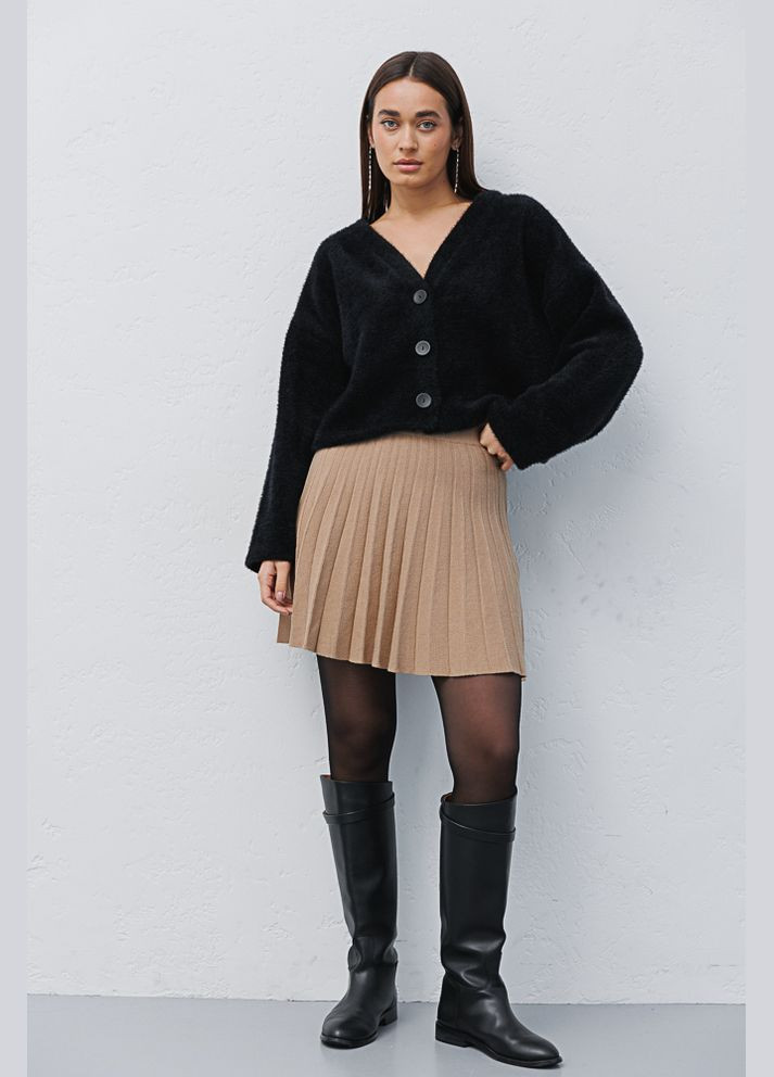 Бежевая короткая вязаная юбка в складки Arjen