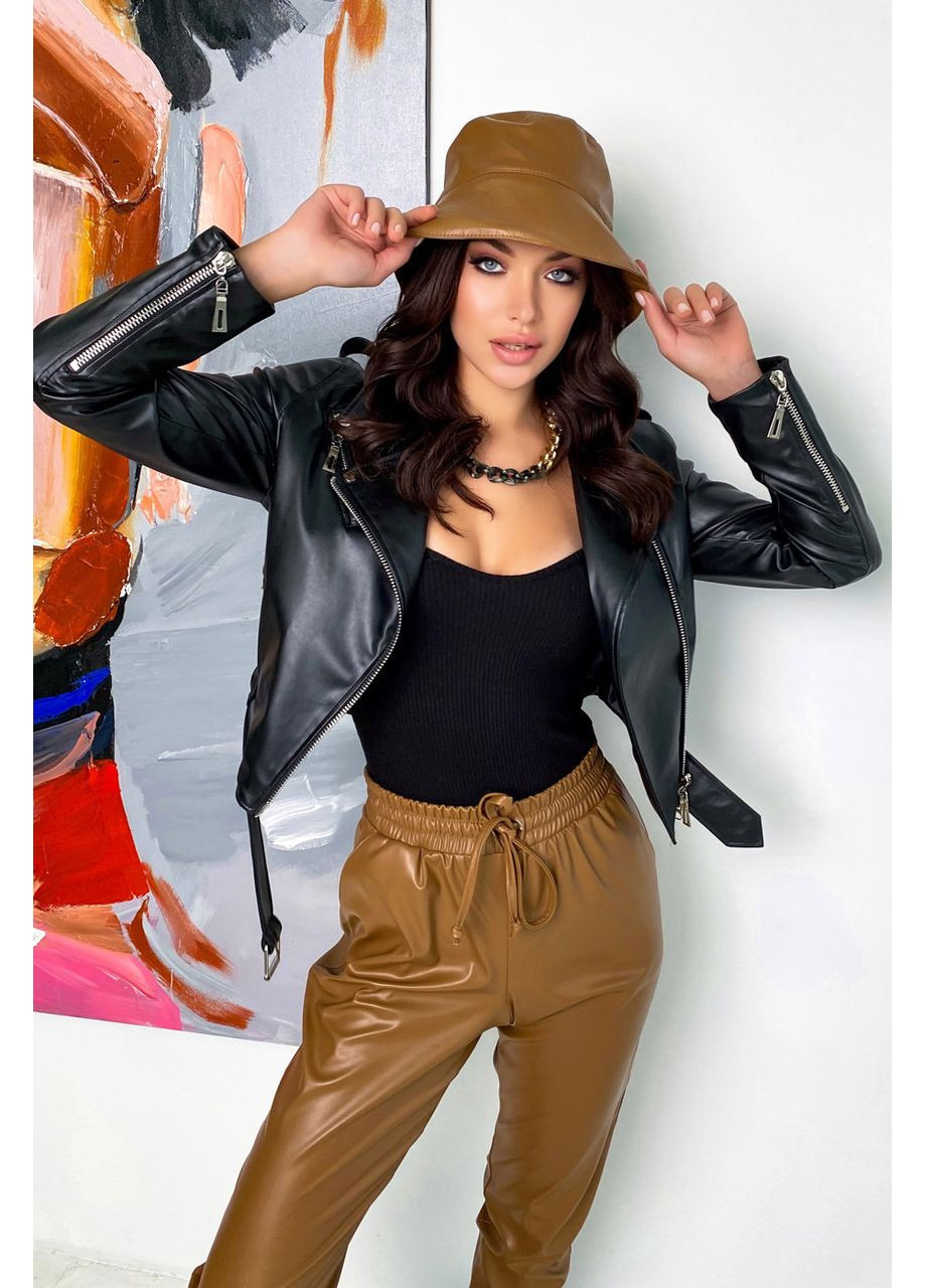 Чорна демісезонна куртка-косуха черного цвета Seventeen